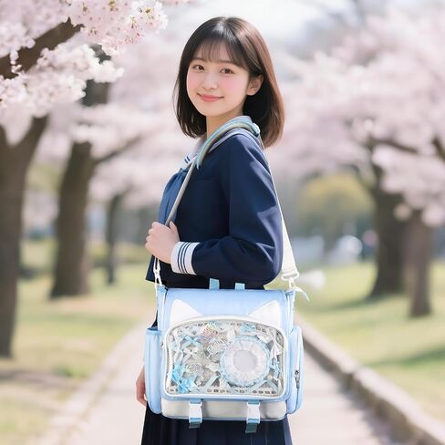 TINYAT Kawaii Ita Bag Backpack Cute Backpack for Women Men Pin Display Bag Aesthetic Cat Ita Daypack Crossbody for Anime Y2K in Saudi Arabia