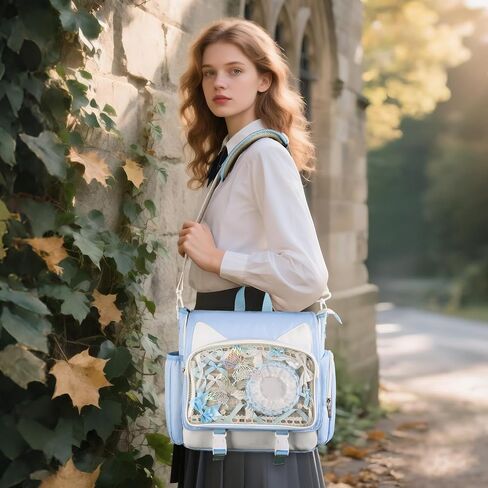 TINYAT Kawaii Ita Bag Backpack Cute Backpack for Women Men Pin Display Bag Aesthetic Cat Ita Daypack Crossbody for Anime Y2K in Saudi Arabia