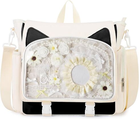TINYAT Kawaii Ita Bag Backpack Cute Backpack for Women Men Pin Display Bag Aesthetic Cat Ita Daypack Crossbody for Anime Y2K in Kuwait
