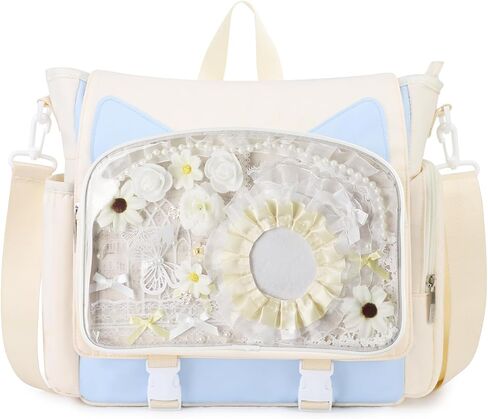 TINYAT Kawaii Ita Bag Backpack Cute Backpack for Women Men Pin Display Bag Aesthetic Cat Ita Daypack Crossbody for Anime Y2K in Saudi Arabia