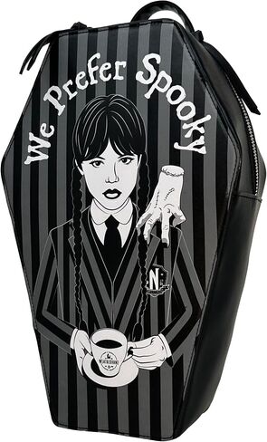 Mad Engine Officially Licensed Wednesday Addams TV Series Solid Black with Nevermore Logo Mini Bag, Kawaii Cosplay Girls Backpack with Adjustable Shoulder Straps in Kuwait