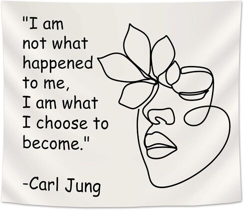 50x60 Inch I Am What I Choose to Become Tapestry, Jung Quote Mental Health Wall Hanging, Inspirational CBT DBT Therapy Office Decor, Growth Mindset Banner Backdrop for Classroom in Kuwait