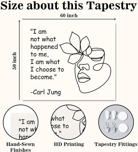 50x60 Inch I Am What I Choose to Become Tapestry, Jung Quote Mental Health Wall Hanging, Inspirational CBT DBT Therapy Office Decor, Growth Mindset Banner Backdrop for Classroom in Kuwait