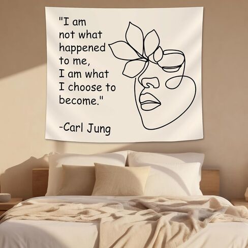 50x60 Inch I Am What I Choose to Become Tapestry, Jung Quote Mental Health Wall Hanging, Inspirational CBT DBT Therapy Office Decor, Growth Mindset Banner Backdrop for Classroom in Kuwait