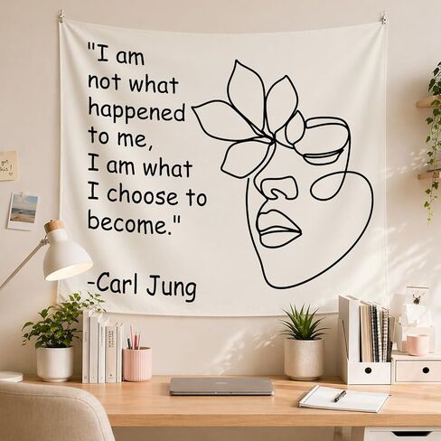 50x60 Inch I Am What I Choose to Become Tapestry, Jung Quote Mental Health Wall Hanging, Inspirational CBT DBT Therapy Office Decor, Growth Mindset Banner Backdrop for Classroom in Kuwait