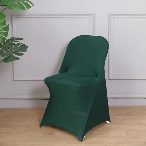 12 pcs Hunter Green Spandex Stretchable Folding Chair Covers for Party Wedding Linens Decorations Dining Ceremony Reception Supplies Fit Durable Washable Reusable Elastic Slipcovers for Chairs in Saudi Arabia