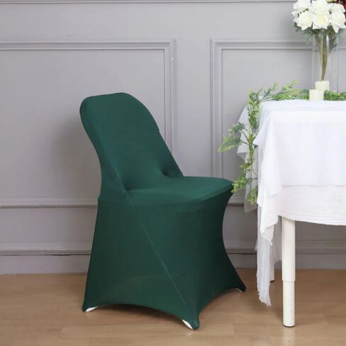 12 pcs Hunter Green Spandex Stretchable Folding Chair Covers for Party Wedding Linens Decorations Dining Ceremony Reception Supplies Fit Durable Washable Reusable Elastic Slipcovers for Chairs in Saudi Arabia