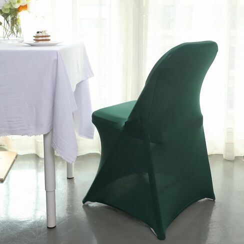 12 pcs Hunter Green Spandex Stretchable Folding Chair Covers for Party Wedding Linens Decorations Dining Ceremony Reception Supplies Fit Durable Washable Reusable Elastic Slipcovers for Chairs in Saudi Arabia