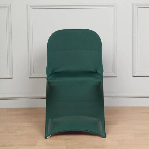 12 pcs Hunter Green Spandex Stretchable Folding Chair Covers for Party Wedding Linens Decorations Dining Ceremony Reception Supplies Fit Durable Washable Reusable Elastic Slipcovers for Chairs in Saudi Arabia