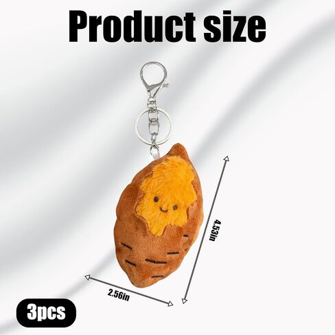 3PCS Potato Keychain, Roasted Sweet Potato Bag Charm, Cute Plush Keychain Roasted Sweet Potato Keychain, for Car Key Char and Bag Accessories ﻿ in Saudi Arabia