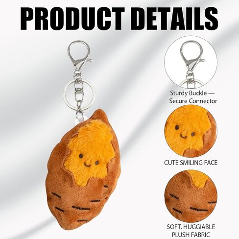 3PCS Potato Keychain, Roasted Sweet Potato Bag Charm, Cute Plush Keychain Roasted Sweet Potato Keychain, for Car Key Char and Bag Accessories ﻿ in Saudi Arabia