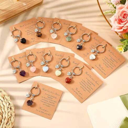 Unittype 12 Pcs Teacher Appreciation Gift Set Heart Shaped Pendant Keychain Thank You Card for Graduation Christmas Valentine's Day Thank You Teacher Gifts in Kuwait