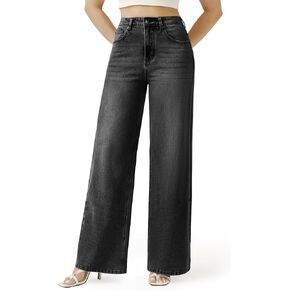 Womens Wide Leg Jeans High Waisted Stretch Denim Pants Loose Fit Casual Baggy Jeans with Classic 5 Pockets in Saudi Arabia