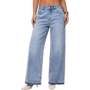 EMMIOL Rhinestone Wide Leg Jeans for Women High Waisted Baggy Jeans with Bling Glitter Sparkly Straight Leg Denim Pants in Saudi Arabia