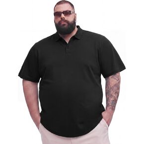 Mens Big and Tall Polo Shirts Stretchy Performance Casual Summer Cotton Polo Short Sleeve Cooling & Moisture Wicking in Kuwait