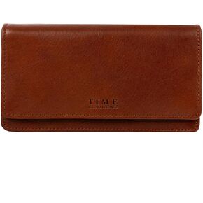 Time Resistance Leather Long Wallet – Continental Wallet for Credit Cards and Cash - Italian Handmade Minimalist Money Holder (Cognac Brown) in Saudi Arabia