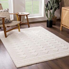BoutiqueRugs Beige Diamond Contemporary White 7ft Runner Rug Hija Hallway Kitchen Corridor Stairway Laundry Room 2'7" x 7'3" Stain Resistant Non-Shedding Pet Friendly in Saudi Arabia