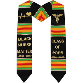 Romart Graduation Stole Class of 2026, African Kente Black Nurse Virgen de Guadalupe Embroidery Graduation Sash for Women Men in Saudi Arabia