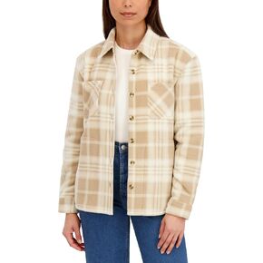 HFX Women's Plaid Fleece Jacket– Button Down, Bonded Plush Sherpa Lined Shirt Jacket, Cozy Fit, Soft Hand Pockets in Saudi Arabia