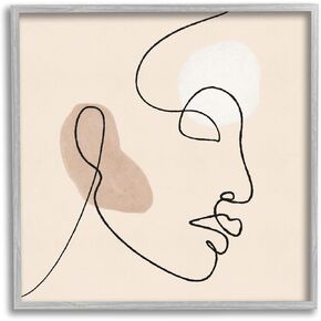 Stupell Industries Minimal Face Line Drawing Abstract Brown Tan Shapes in Kuwait