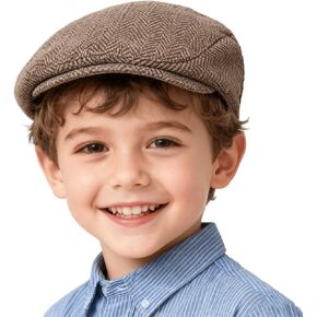 Kids-Vintage-Newsboy-Cap Beret Cabbie Hat Pageboy Caps Tweed Flat Driver Hat for Boys Girls 4-9 Years in Saudi Arabia