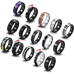 15Pcs Stainless Steel Rings for Men Women Cool Smooth Pinky Ring Non Tarnish Fashion Simple Wedding Engagement Black Spinning Ring Set Comfort Fit Size 7-13 in Saudi Arabia