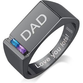 Custom Men's Birthstone Ring, Personalized DAD Ring with Engraved Name, 925 Sterling Silver Father’s Day Gift for Dad or Grandfather, Unique Men’s Jewelry in Saudi Arabia