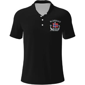Washed Norwegian Flag Norway Dragon Boat Polo Shirts for Men, Mens Golf Shirt Quick-Dry Short Sleeve Casual in Saudi Arabia