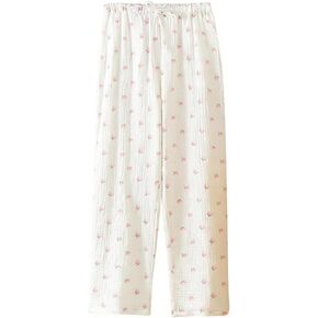 codcm Womens Cotton Gauze Cute Print Pajama Pants Loose Fit Lightweight Wide Leg Sleep Lounge Pj Bottoms With Pockets in Saudi Arabia