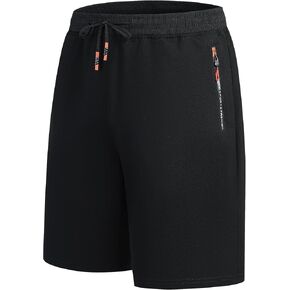 JustSun Men's Athletic Running Shorts Zipper Pockets Gym Workout Shorts Men's Cotton Sweat Shorts Golf Tennis Hiking in Saudi Arabia