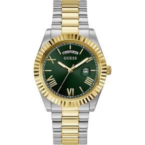 GUESS Men's 42mm Watch - Two-Tone Strap Green Dial Two-Tone Case in Kuwait