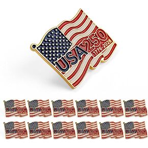 250 Anniversary USA Flag Lapel Pins, 3/12/30/50Pcs Enamel US Patriot Collectible Accessories 250 Years Of Freedom 1776-2026 for Independence Day Patriot's Day in Saudi Arabia