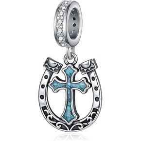 Turquoise Jewelry 925 Sterling Silver Horseshoe Charm Cross Charms Horseshoe Decor Western Bracelet for Women in Saudi Arabia