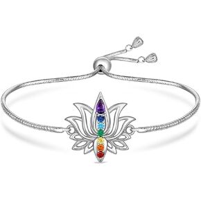 7 Chakra Bracelets for Women Yoga Lotus Flower Bracelet Sterling Silver Gifts Mandala Jewelry in Saudi Arabia