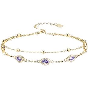 Midari 18K Gold Birthstone Bracelet/Anklet 18K Gold Plated Bracele/Anklet with 12 Months Birthstone Birthday Jewelry Gifts for Women in Saudi Arabia