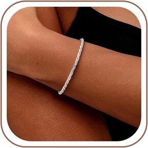 S925 Sterling Silver Bracelet for Women - 2.5mm S925 Sterling Silver Rope Chain Bracelet Handmade Jewelry Silver Bracelet for Women 6.5/7/7.5/8 Inch in Saudi Arabia