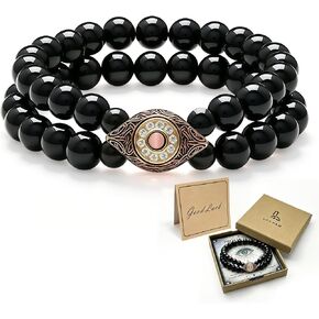 Evil Eye Bracelets for Men, 8MM Black Obsidian Lapis Lazuli Tiger Eye Stretch Beaded Protection Bracelet Guardian Jewelry Gifts with Meaning Card Meaningful Gift for Him (Birthday/Graduation/New Job) in Saudi Arabia