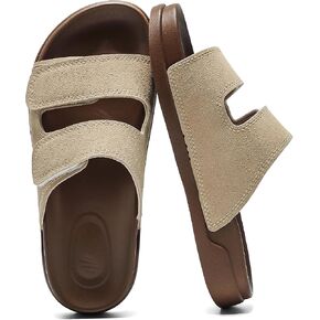 KINIKO Women's Summer Sandals - Adjustable Double Strap with Arch Support | Memory Foam Footbed & Non-Slip Sole | Lightweight Suede-Look for Beach, Outdoor, Party in Saudi Arabia