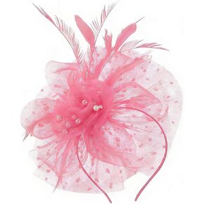 Fascinator Headband - Vintage Tea Party Hat with Feathers & Mesh for Women Derby Hats Wedding Flower Feathers Hair Clip in Saudi Arabia