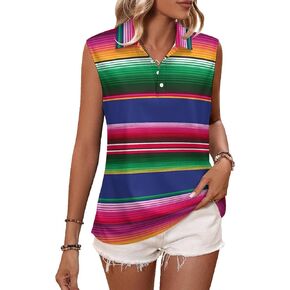 Mexican Stripe T Shirts Golf Tank Top Women Moisture Wicking Tennis Tops Sleeveless Pullover Dry Fit Jersey Vests in Saudi Arabia