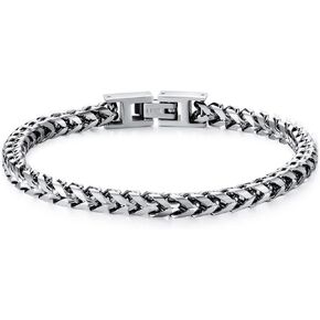 Mens Bracelet - Stainless Steel Fold Over Clasp Franco Chain Bracelets for Men Jewelry Gifts for Dad Grandpa Husband in Saudi Arabia