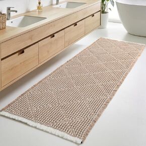 Large Bathroom Rugs 2' x 6', Long Runner Rug Waffle Bath Mat for Kitchen Rugs, Absorbent and Washable Bathroom Mat for Laundry Room, Soft Boho Runner Decor, Entryway Hallway Runner Rug No Slip in Saudi Arabia