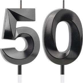 50th Birthday Decorations for Men Women, Black Number 50 Birthday Candle for Cake, 4.7 Inch Number 50 Candle Cake Topper, 50th Birthday Candles for Women and Men, Milestone Party Supplies in Saudi Arabia