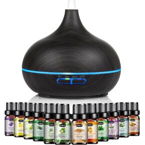 Hanolly Essential Oil Diffuser for Home, 500ML Aromatherapy Diffuser Humidifier with 12 Essential Oils, 7 Color LED Lights, Quiet Cool Mist Diffuser for Bedroom, Office in Saudi Arabia