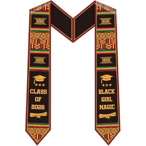 Black Girl Magic Graduation Stole Kente Class of 2026 Graduation Sash Flower African Grad Stoles Sashes Gifts for Black Women Adult Students Graduates Party Decoration 40 Inch in Saudi Arabia
