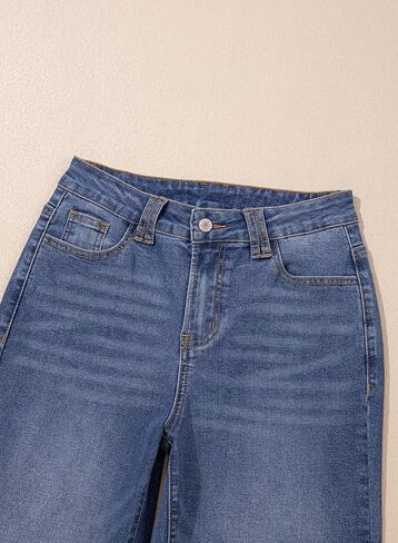 Dokotoo Women's Wide Leg Baggy Flare Jeans High Waisted Stretch Casual Denim Pants with Pockets in Kuwait