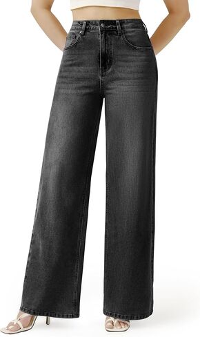 Womens Wide Leg Jeans High Waisted Stretch Denim Pants Loose Fit Casual Baggy Jeans with Classic 5 Pockets in Saudi Arabia