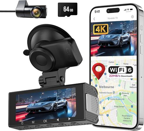 4K Dual Dash Cam Front and Rear 4K/1080P Full HD Dash Camera for Cars, 5G Wi-Fi & App Control car Camera with Night Vision, 170°Wide Angle, WDR, 24H Parking Mode in Saudi Arabia
