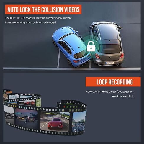 4K Dual Dash Cam Front and Rear 4K/1080P Full HD Dash Camera for Cars, 5G Wi-Fi & App Control car Camera with Night Vision, 170°Wide Angle, WDR, 24H Parking Mode in Saudi Arabia