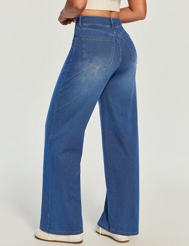 IUGA Wide Leg Jeans for Women High Waisted Tummy Control Denim Pants Pull On Stretchy Casual Work Jeans with Pockets in Kuwait